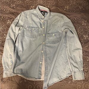 Forever 21 Men’s Blue Denim 100% Cotton Long Sleeve Shirt Size Large